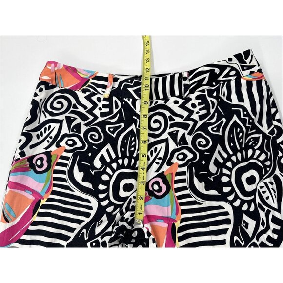 Nouveau Capri Pants Womens 12 Black Stretch Colorful Butterfly Art Geometric 90s - Picture 7 of 10